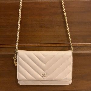 Chanel WOC Light Pink with Light Gold and Charms